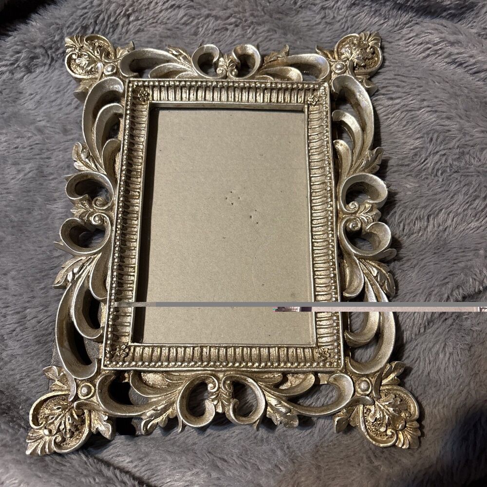 AZZURE Home Silver Ornate Picture Frame Resin Material 3.5" x 5.5” Glass Insert